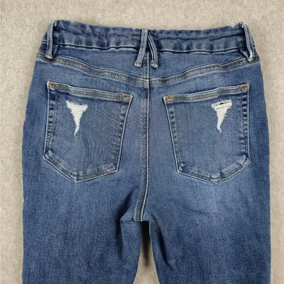 Good American Jeans Womens Size 6/28 Skinny Distressed Knee Frayed Hem 26" Waist - Picture 7 of 16